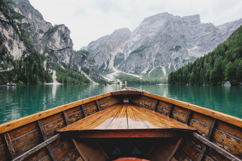 stromy, hory, loď, jezero, voda, záliv stromy, hory, loď, jezero, voda, záliv