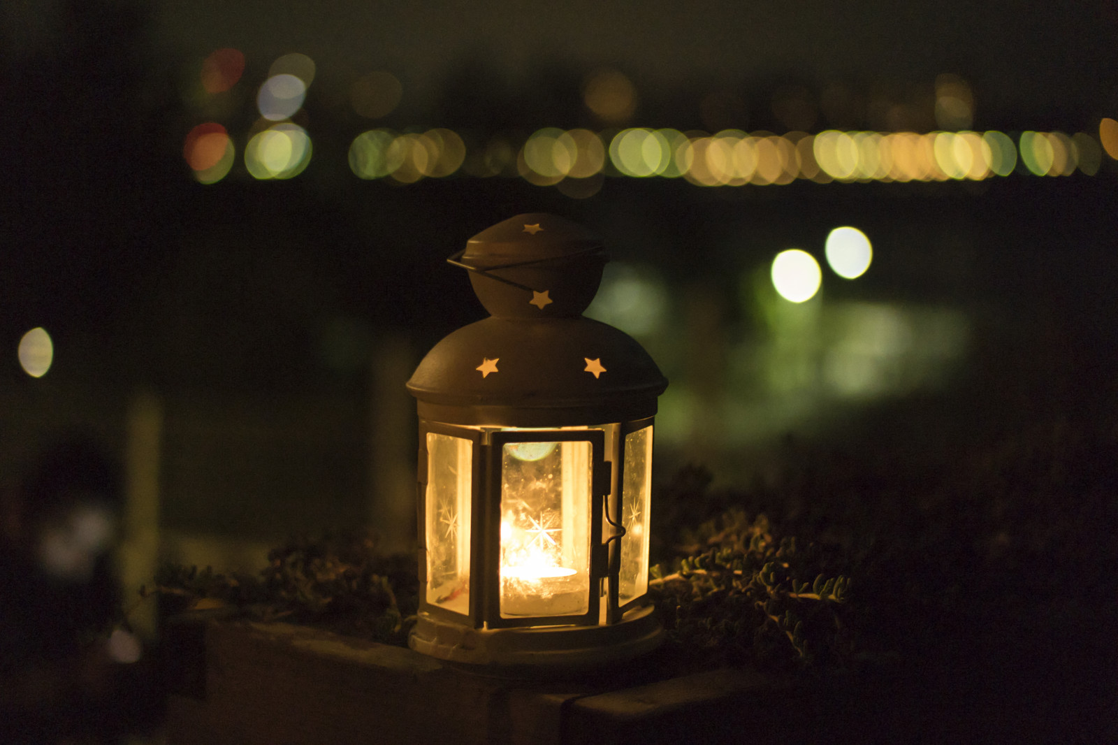 Wallpaper night, lantern, green, yellow, evening, lamp, Christmas