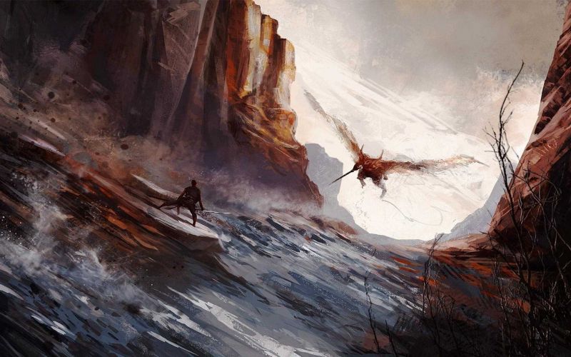 fantasy art, Terrain, sunlight, painting, rock, nature fantasy art, Terrain, sunlight, painting, rock, nature