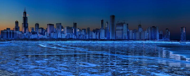 2560x1024 px,bleu,Chicago,Paysage urbain