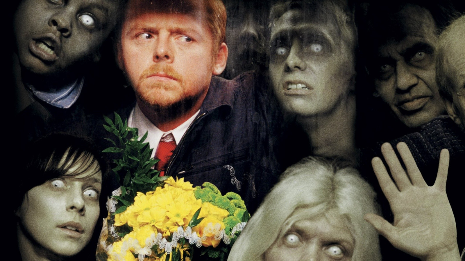 mennesker, fotografering, film, Shaun of the Dead, Simon Pegg, billede, albumcover, fotomontage