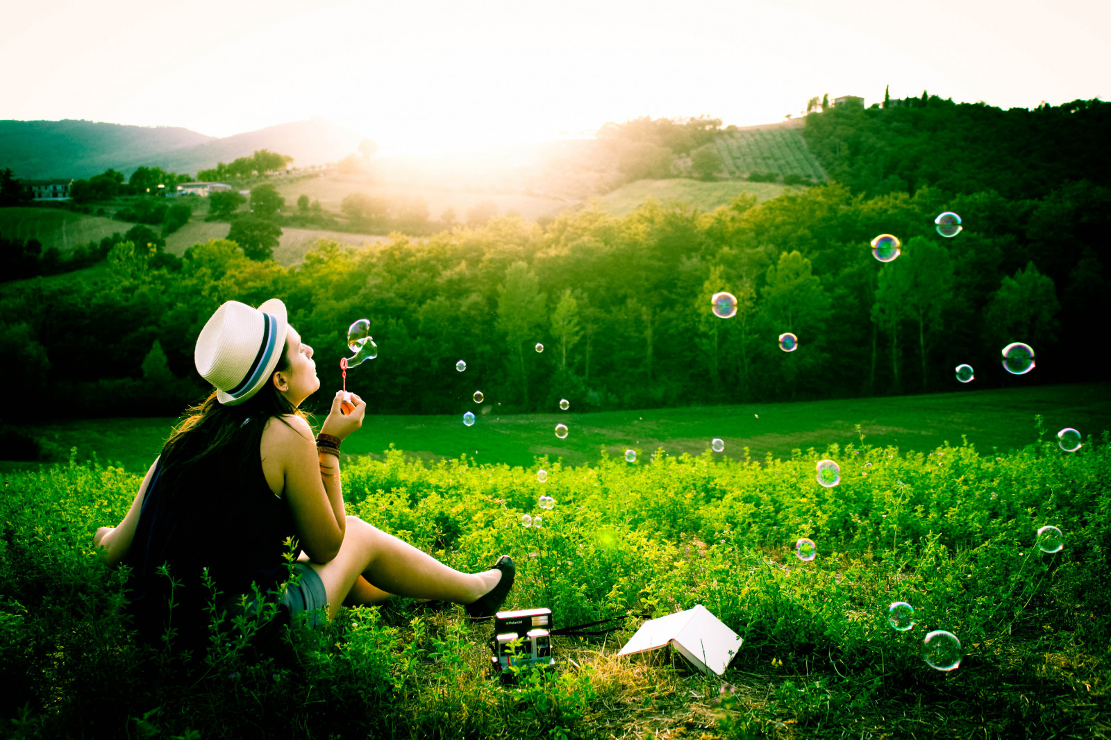 luce del sole, paesaggio, foresta, ritratto, tramonto, natura, erba, cappello, campo, verde, mattina, Sole, bolle, giungla, fiore, ragazza, prato, immagine dello schermo, prato, habitat, ambiente naturale, sfondo del computer