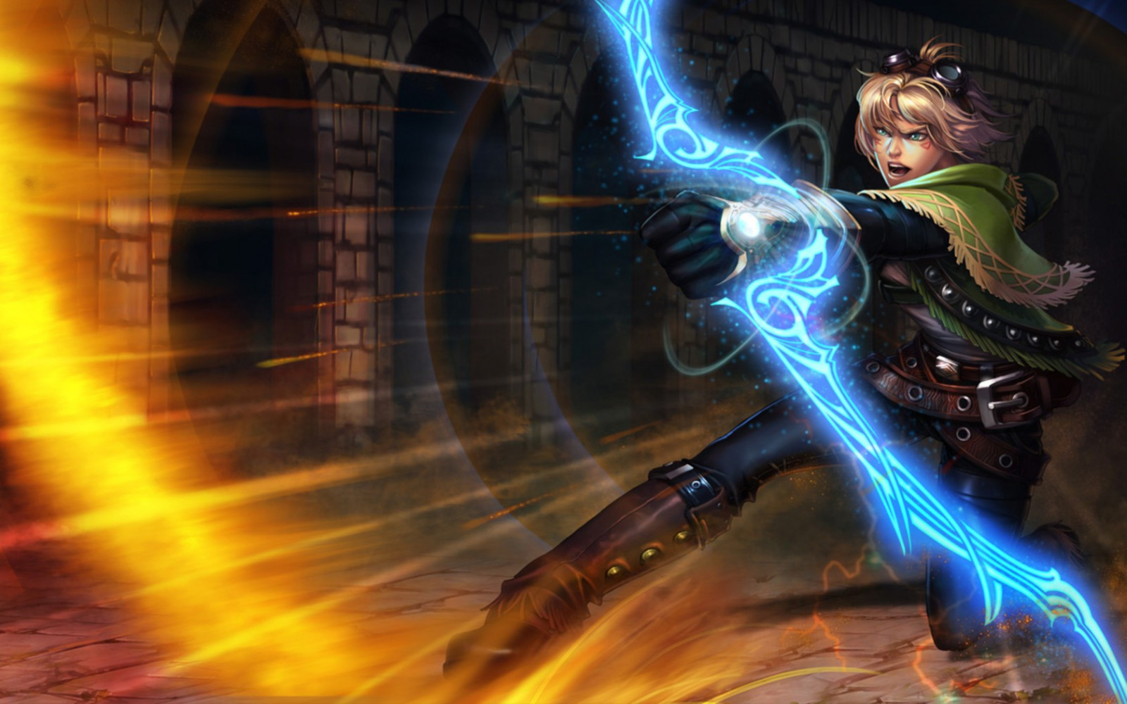 Liga af legender, kriger, Ezreal, sygeplejerske tøj, mørke, skærmbillede, computer tapet, specielle effekter, pc spil