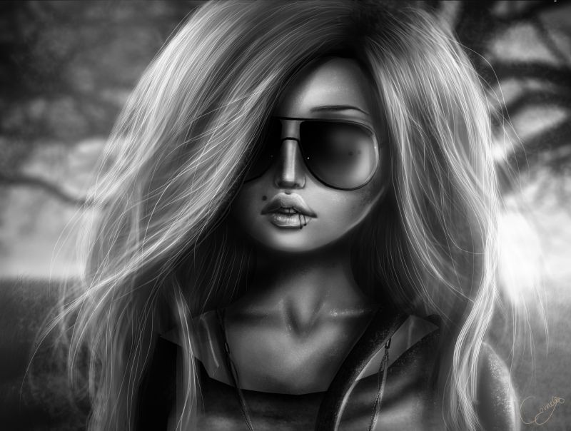 model, dlouhé vlasy, fotografování, černobílý, sluneční brýle, brýle model, dlouhé vlasy, fotografování, černobílý, sluneční brýle, brýle