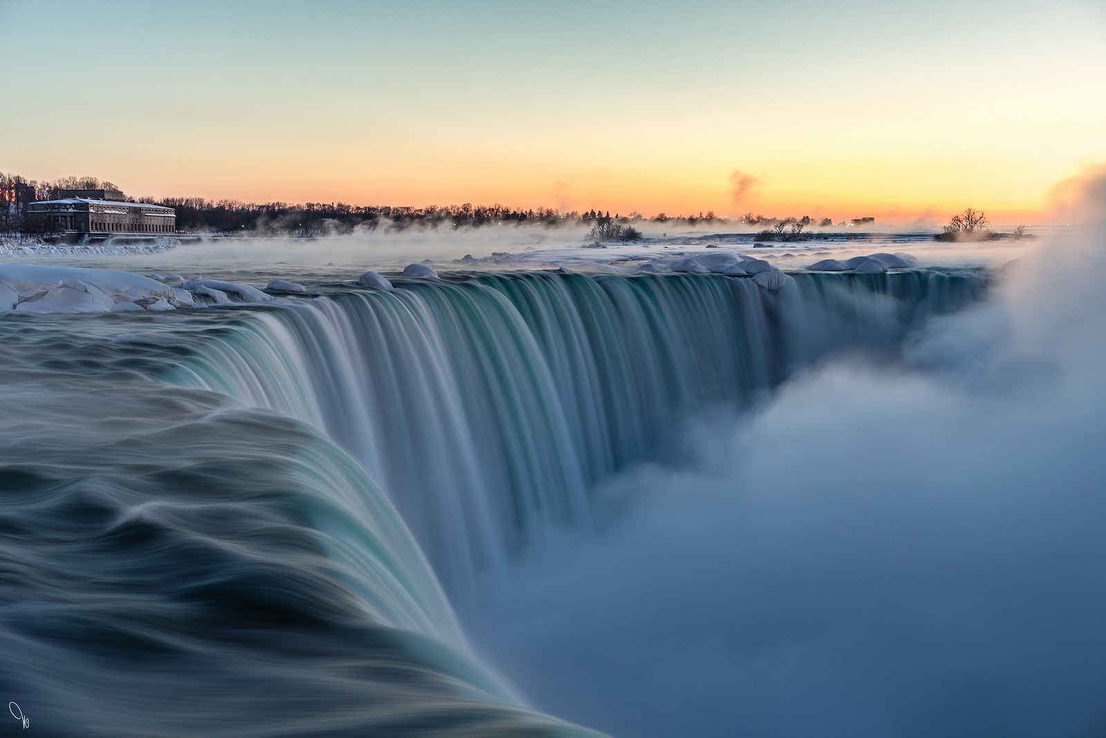 1600x1068 px, long exposure, nature, river, snow, waterfall, winter