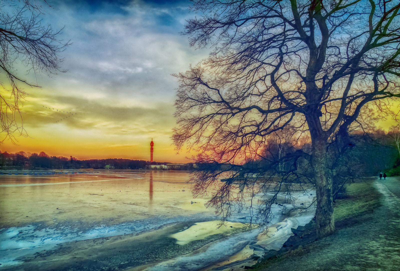 slunečnímu záření, krajina, západ slunce, město, jezero, voda, Příroda, odraz, nebe, zima, větev, svítání, uklidnit, večer, ráno, řeka, horizont, atmosféra, Stockholm, Švédsko, soumrak, banka, zmrazení, mokřadní, mrak, strom, svítání, vodní tok, nádrž, počítač tapeta, jev, lužní, Canonpowershotg5x, Kakn stornet, Djurg rdsbrunnsviken