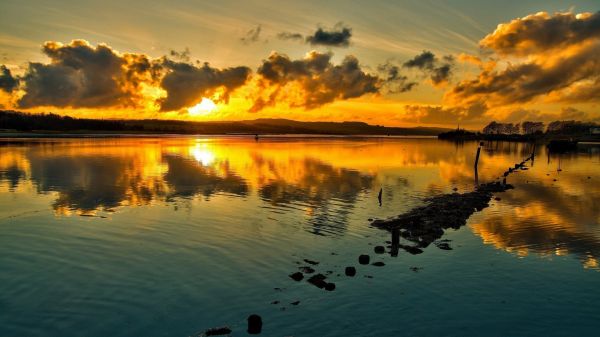 sunlight,sunset,sea,lake,nature,shore