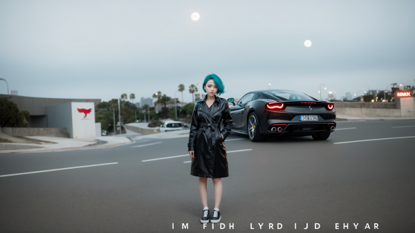 car,ai art,fantasy girl,Digital works