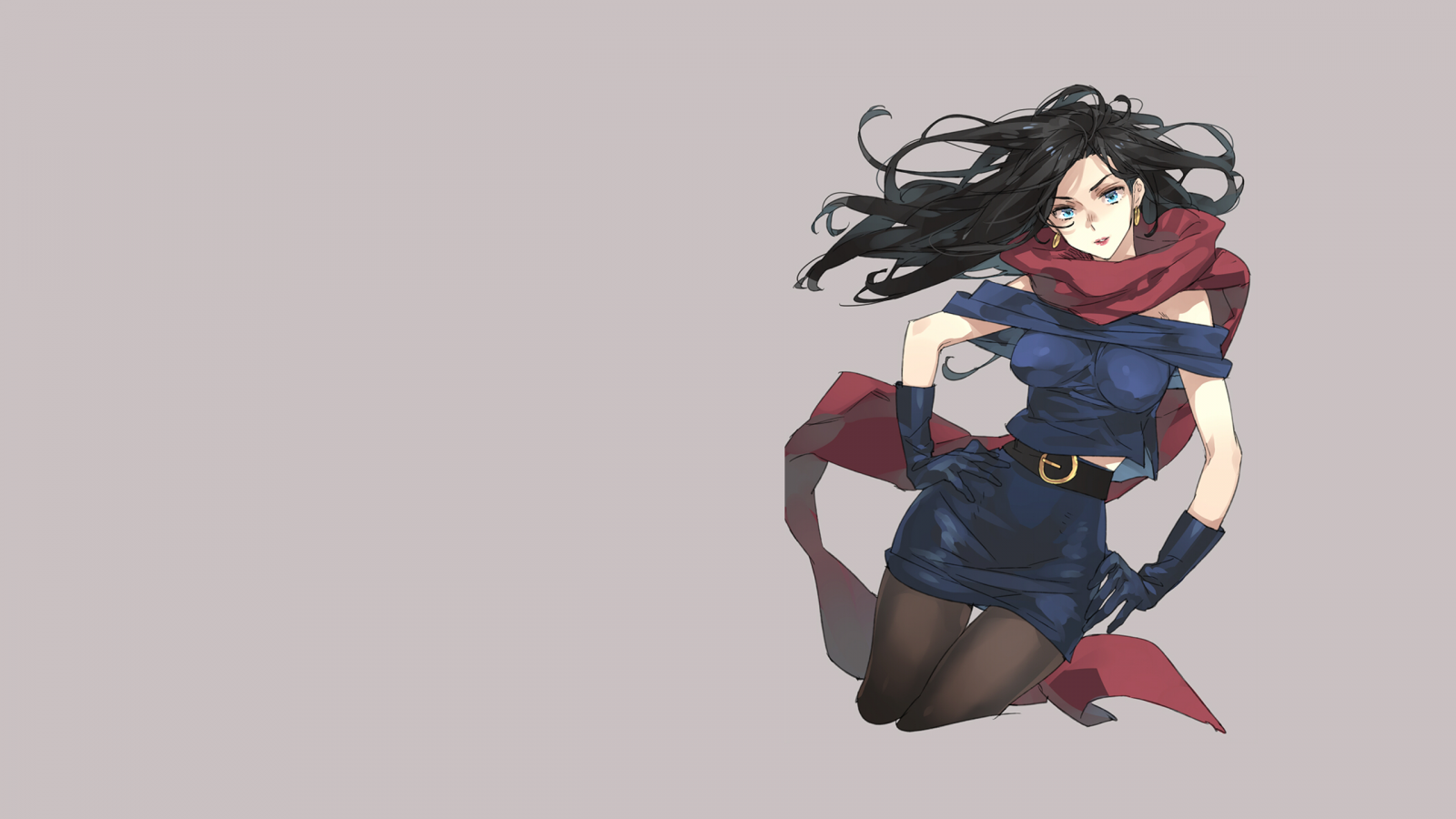 JoJo's Bizarre Adventure All Star Battle, Lisa Lisa, anime girls, simple background, scarf, minimalism, gloves, looking at viewer, long hair, earring