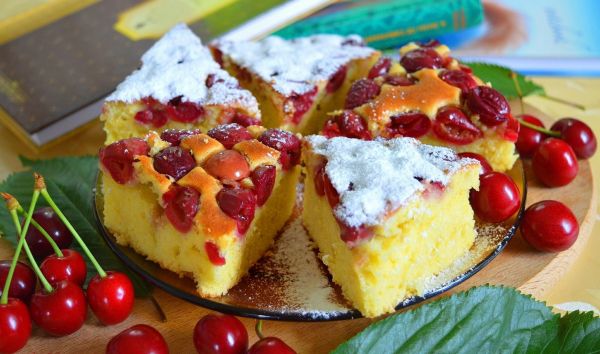 sweets, cherries, fruit, food, cake