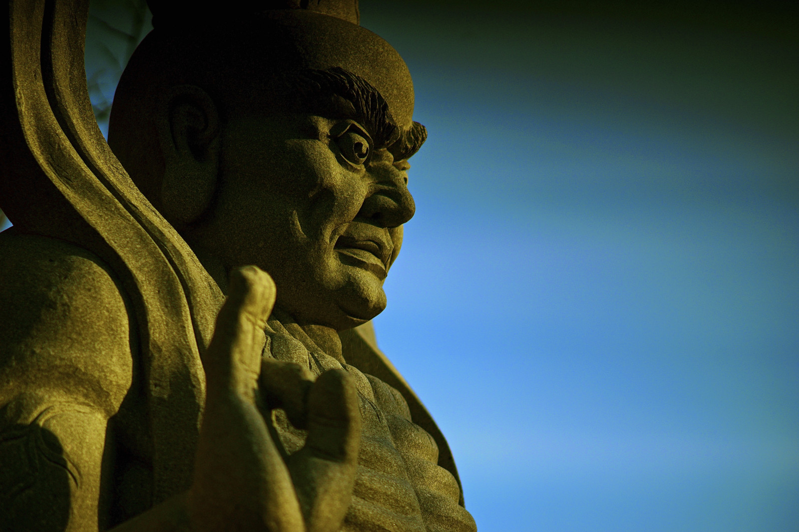 ráno, nebe, Japonsko, chrám, světla, Buddha, Sony, modrá obloha, rocker, Yokohama, Nio, Gardian, Mctelerokkorpf135mmf28, Mcterokkor, Syousenin