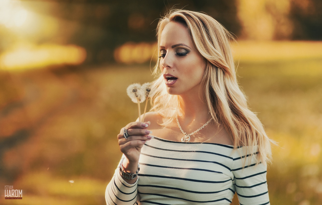 ženy, blondýnka, portrét, otevři pusu, hloubka pole, Istvan Harom