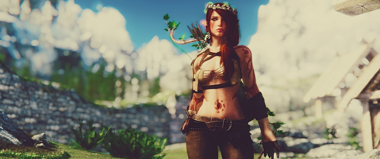 slunečnímu záření, tráva, nebe, ENB, strom, dívka, zábava, Snímek obrazovky, videohry, Skyrim, počítač tapeta, screenshoty, modding, pcgaming, hledík, tetrodoxin, staré svitky, mods, snapdragonenb, elderscrollsv