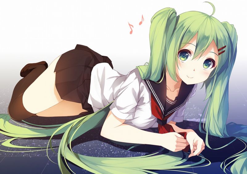 ilustrace, anime, kreslená pohádka, černé vlasy, Vocaloid, školní uniforma ilustrace, anime, kreslená pohádka, černé vlasy, Vocaloid, školní uniforma
