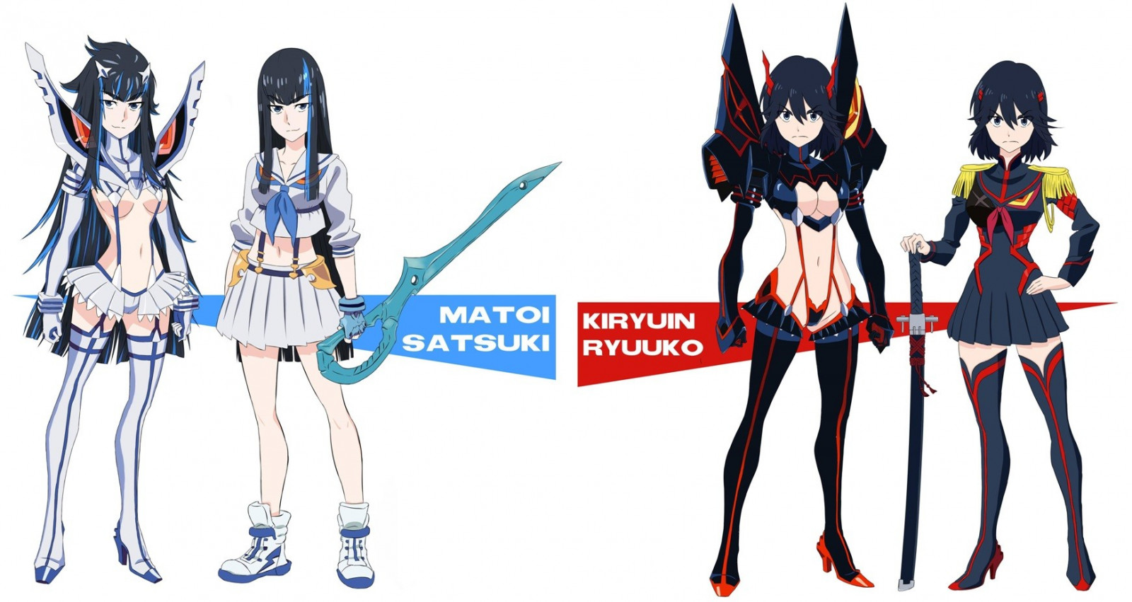 illustration, anime, tegneserie, Kill La Kill, Matoi Ryuuko, Kiryuin Satsuki, kostume, kostume design, Action figur