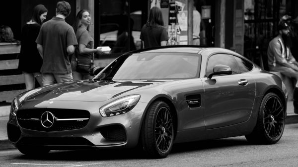 car, vehicle, Mercedes Benz, sports car, monochrome, Mercedes Benz SLS AMG