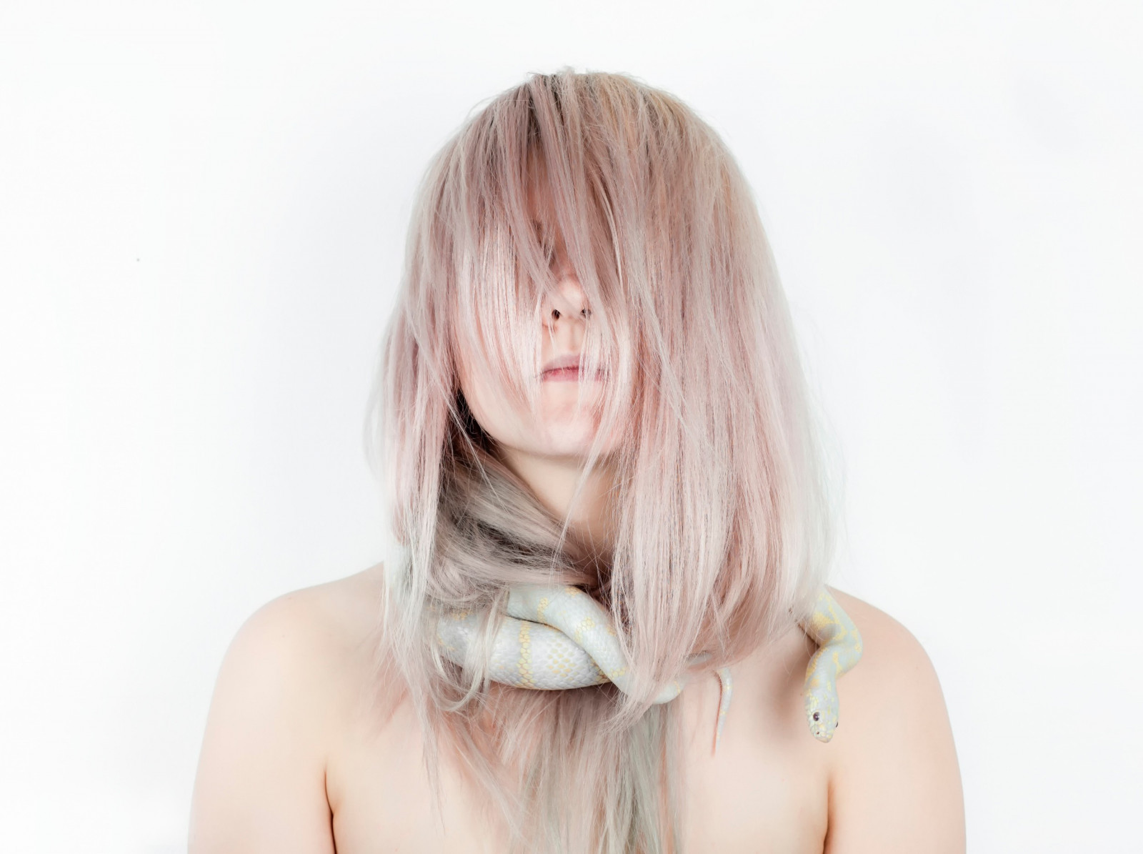 Wallpaper : face, model, long hair, snake, mouth, nose, pink, head ...