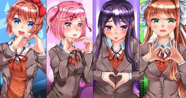 anime,anime girls,Doki Doki Literature Club,Monika Doki Doki Literature Club,Yuri Doki Doki Literature Club,Sayori Doki Doki Literature Club