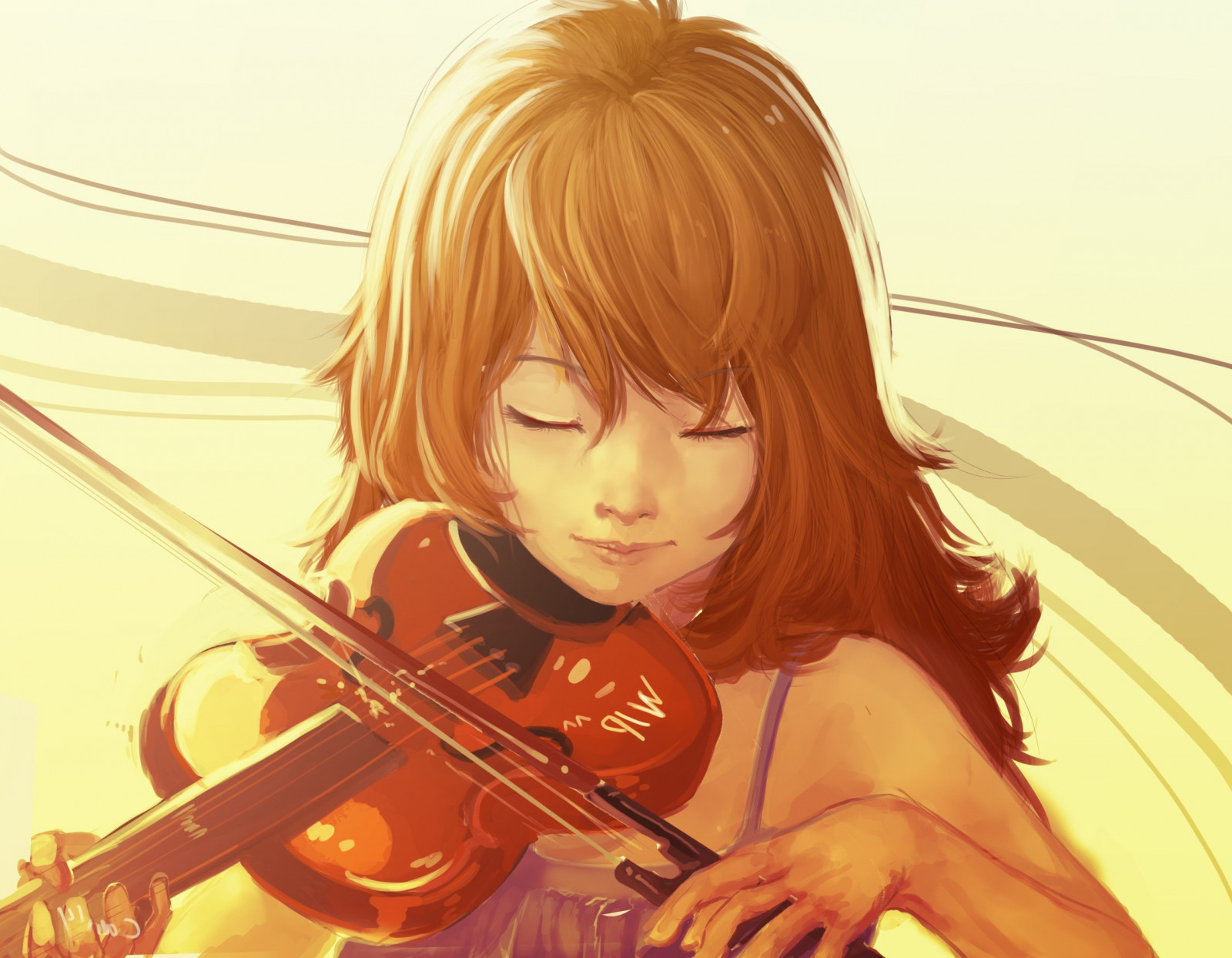 Wallpaper illustration, anime, Miyazono Kaori, violin, clothing