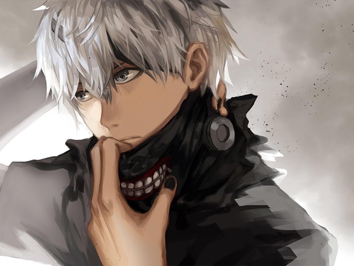 AI Image Generator Anime boy with white hair and white eyes