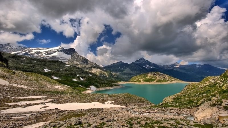 krajina, jezero, Příroda, národní park, kopec, mraky krajina, jezero, Příroda, národní park, kopec, mraky