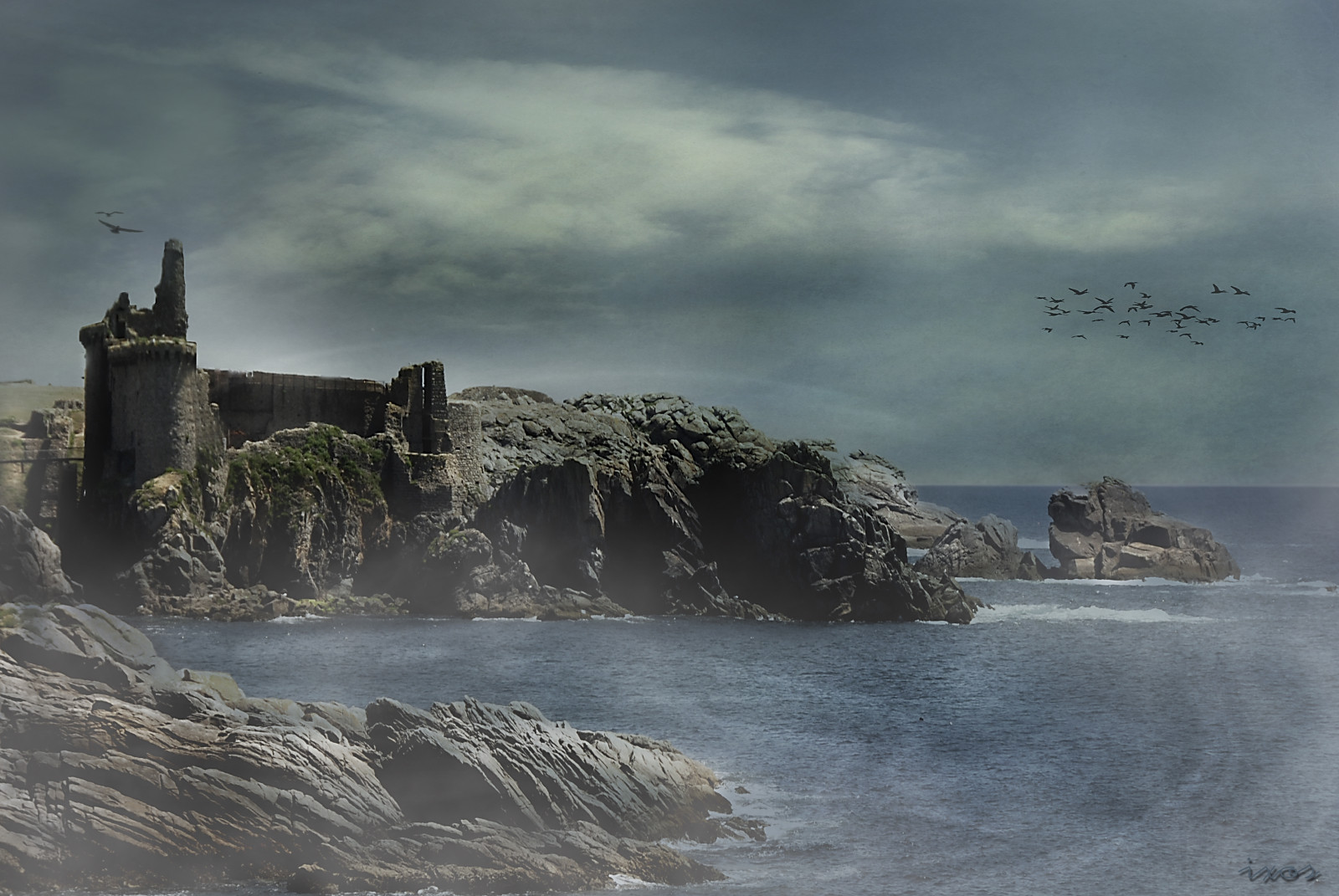 krajina, Photoshop, starý, moře, voda, Skála, pobřeží, umělecká díla, mraky, ráno, hrad, věž, pobřeží, útes, textura, vítr, atmosféra, ostrov, paysage, zámek, Terén, mrak, počasí, oceán, vlna, mer, mraky, ile, zřícenina, retušovat, manipulace, Atmosféra, strašidelný, stvoření, jen si představ, retouche, vieux, skeletalmess, littlestoriespicswithsoul, atmosférický jev, mořská vlna, myst re, yeu, hant, IXOS