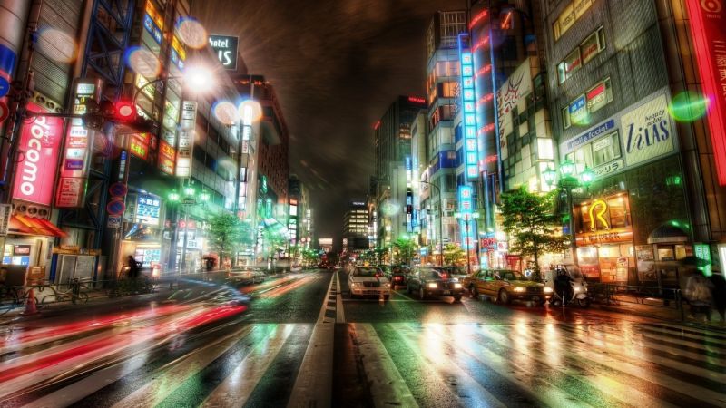 city, street, cityscape, road, night, evening