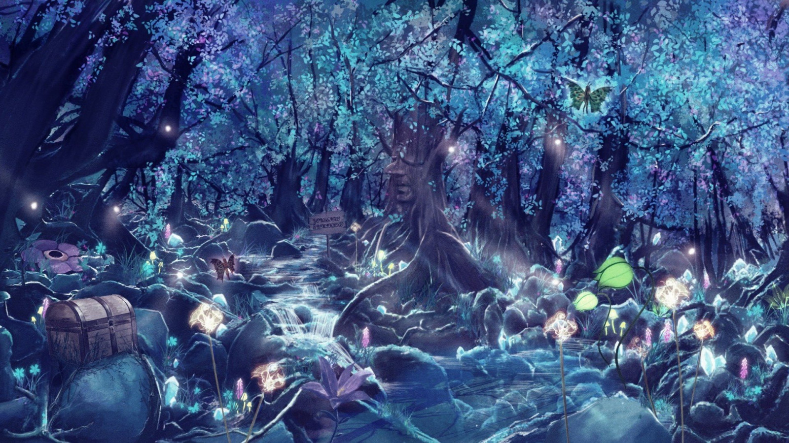 1920x1080 px, ARTE, obra de arte, fantasia, floresta, panorama, Magia, mágico, natureza, árvore