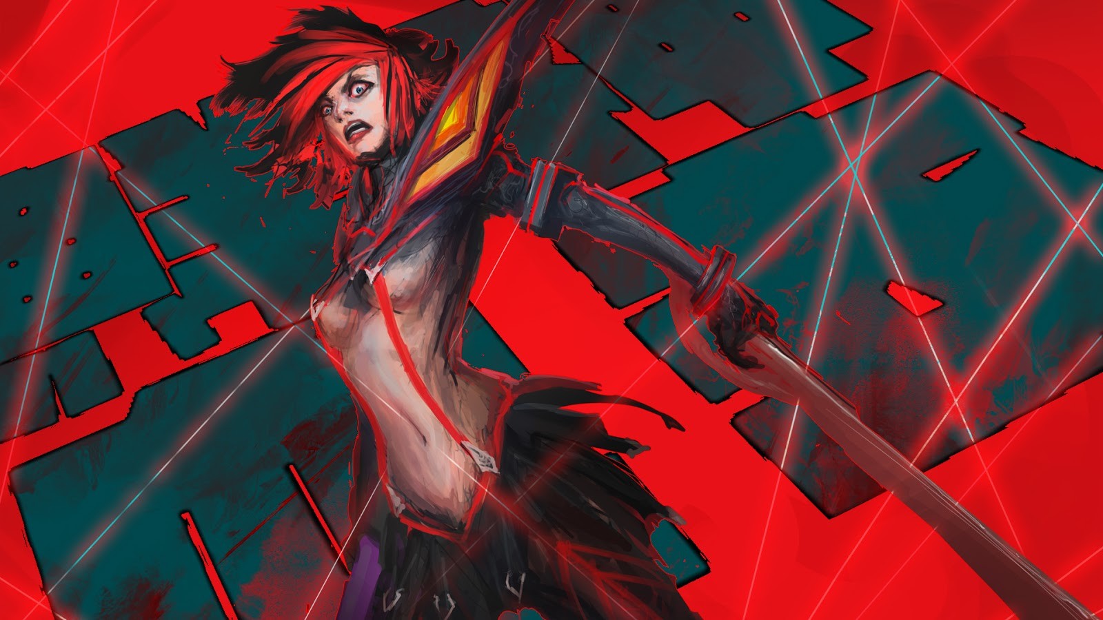 ilustrace, anime, Červené, Kill la Kill, Matoi Ryuuko, Snímek obrazovky, počítač tapeta, fiktivní postava