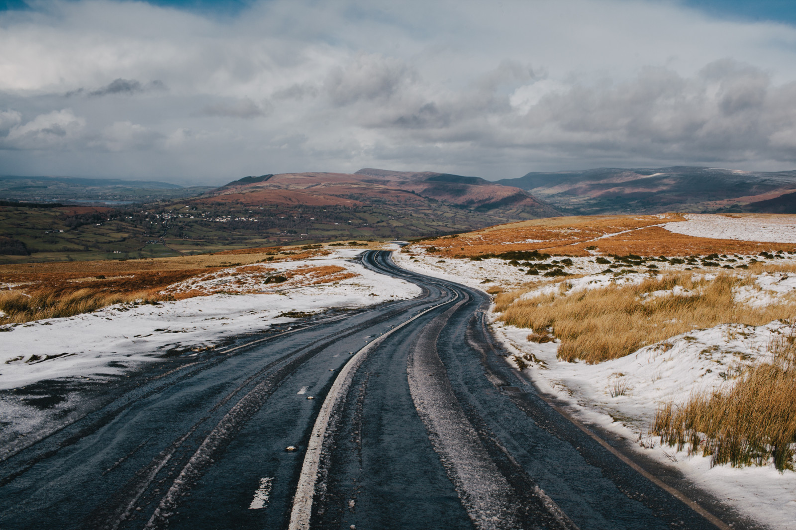 silnice, hora, sníh, tráva, Wales, krajina, Dálnice, ohyb, Lewis, velština, křivka, roo, Roolewis