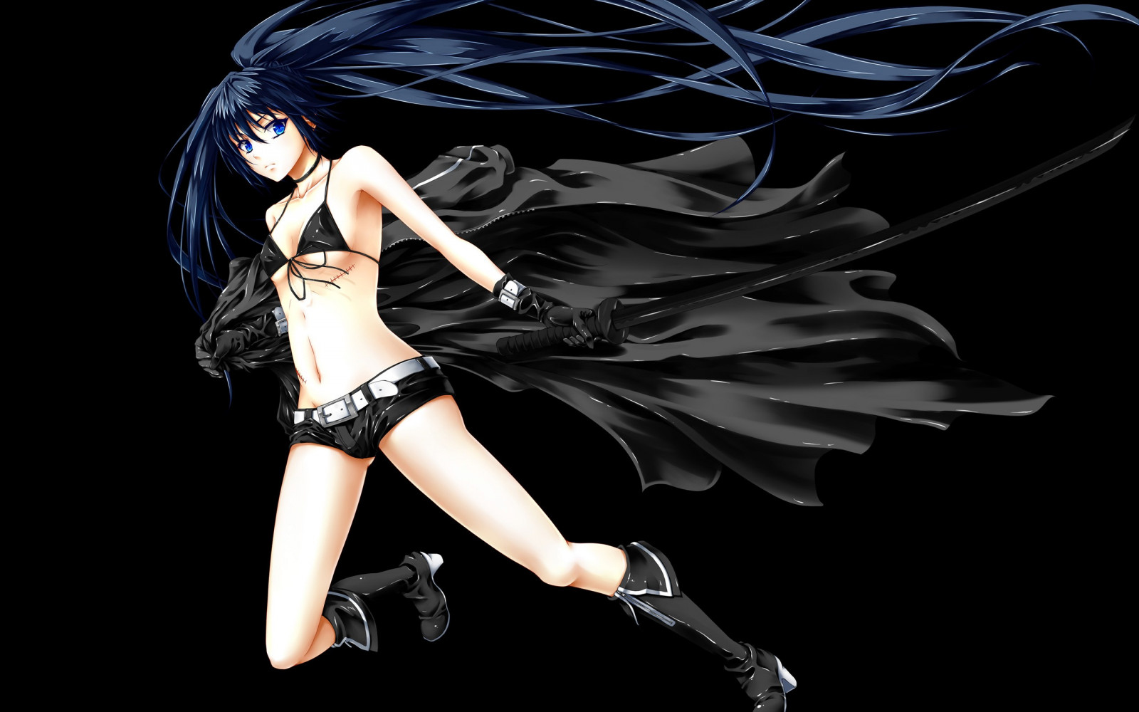 illustration, anime, Anime piger, Black Rock Shooter, Styrke Black Rock Shooter, computer tapet, fiktiv karakter, kvinde kriger