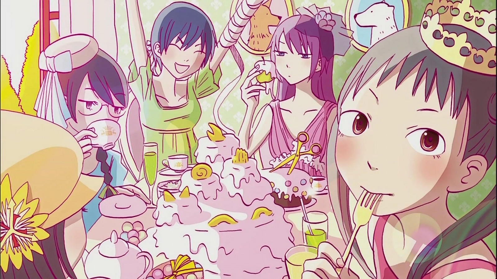 ilustrace, Hanekawa Tsubasa, Monogatari Series, anime, kreslená pohádka, Senjougahara Hitagi, Hachikuji Mayoi, Kanbaru Suruga, Sengoku Nadeko, mangaka