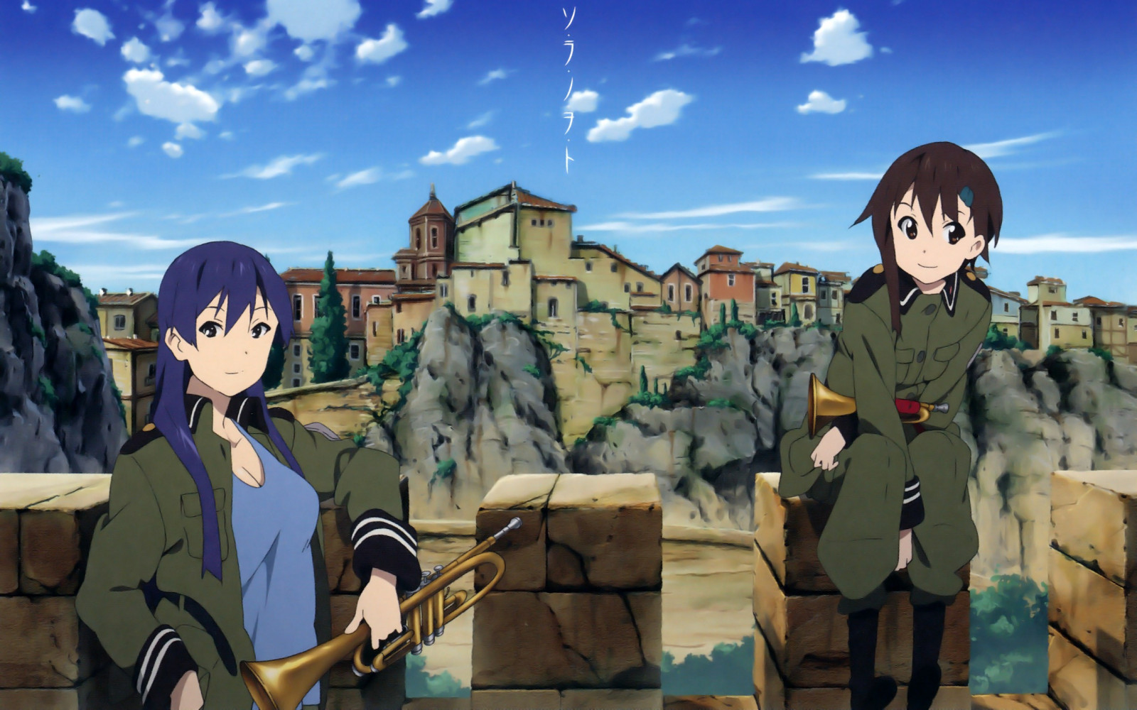 ilustrace, anime, kreslená pohádka, Osoba, Sora no Woto, Kazumiya Rio, Snímek obrazovky