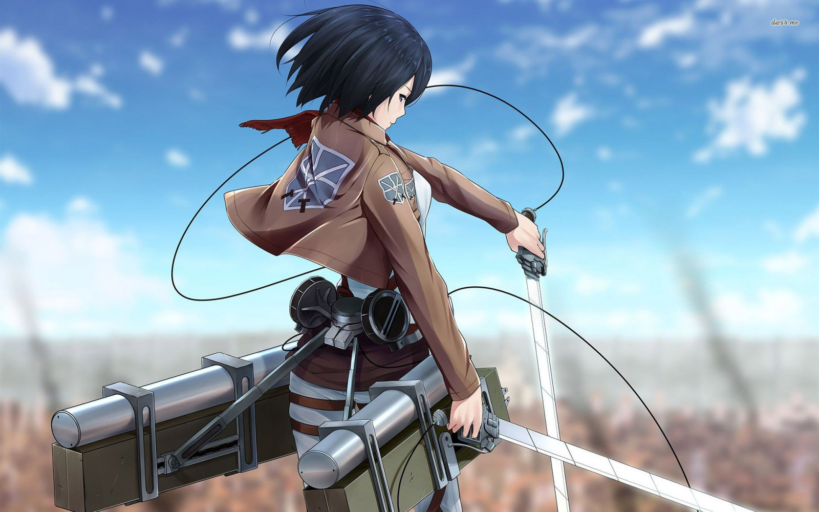 anime, Shingeki ingen Kyojin, Mikasa Ackerman, middelalderlig, tøj, kostume
