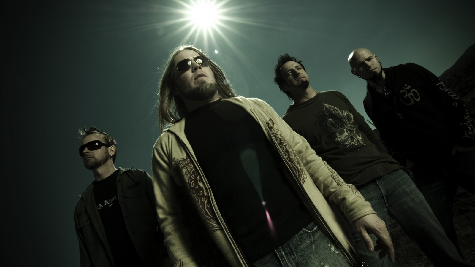 noc, brýle, nebe, slunce, půlnoc, Drowning Pool, zábava, představení, tma, počítač tapeta, horizont