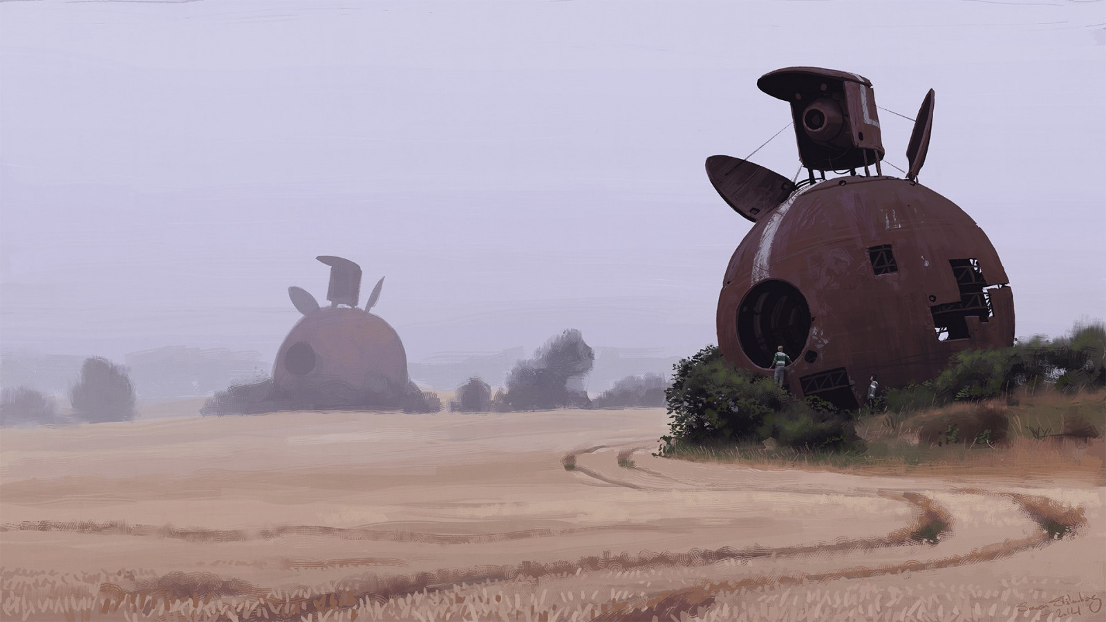 paesaggio, disegno, sabbia, futuristico, deserto, Simon Stalenhag, ambiente naturale