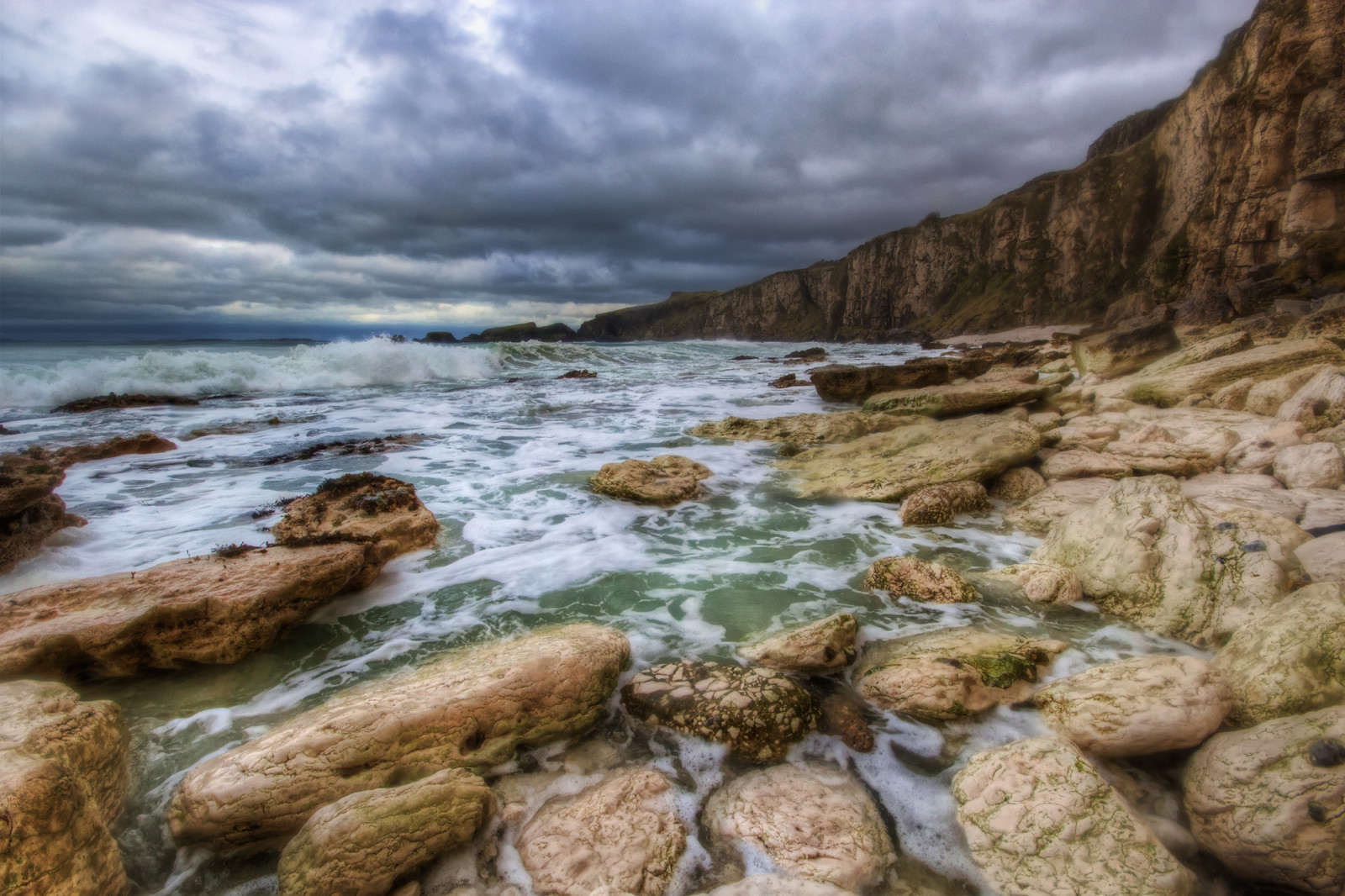 Wallpaper ocean, Ireland, sea, rocks, waves, tide, dramatic, cliffs