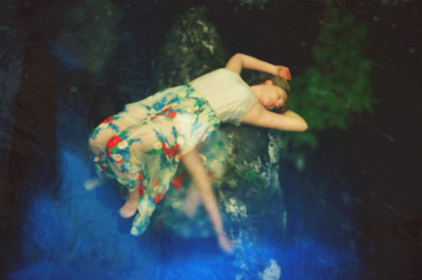 acqua, roccia, vestito, verde, blu, fiume, subacqueo, digitale, se stesso