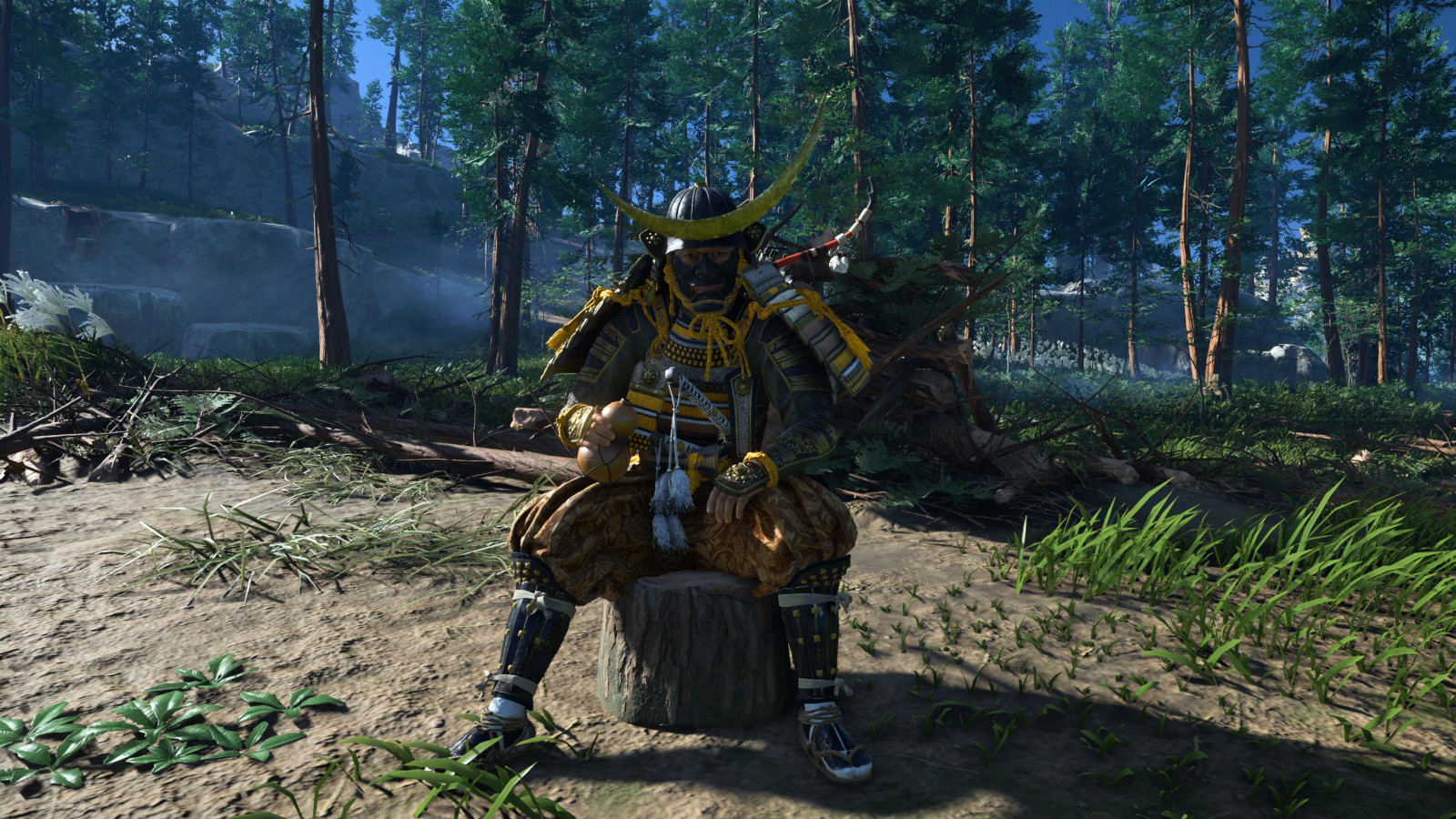 Sfondi Ghost of Tsushima, personaggi dei videogiochi, armatura, alberi, foresta 3840x2160