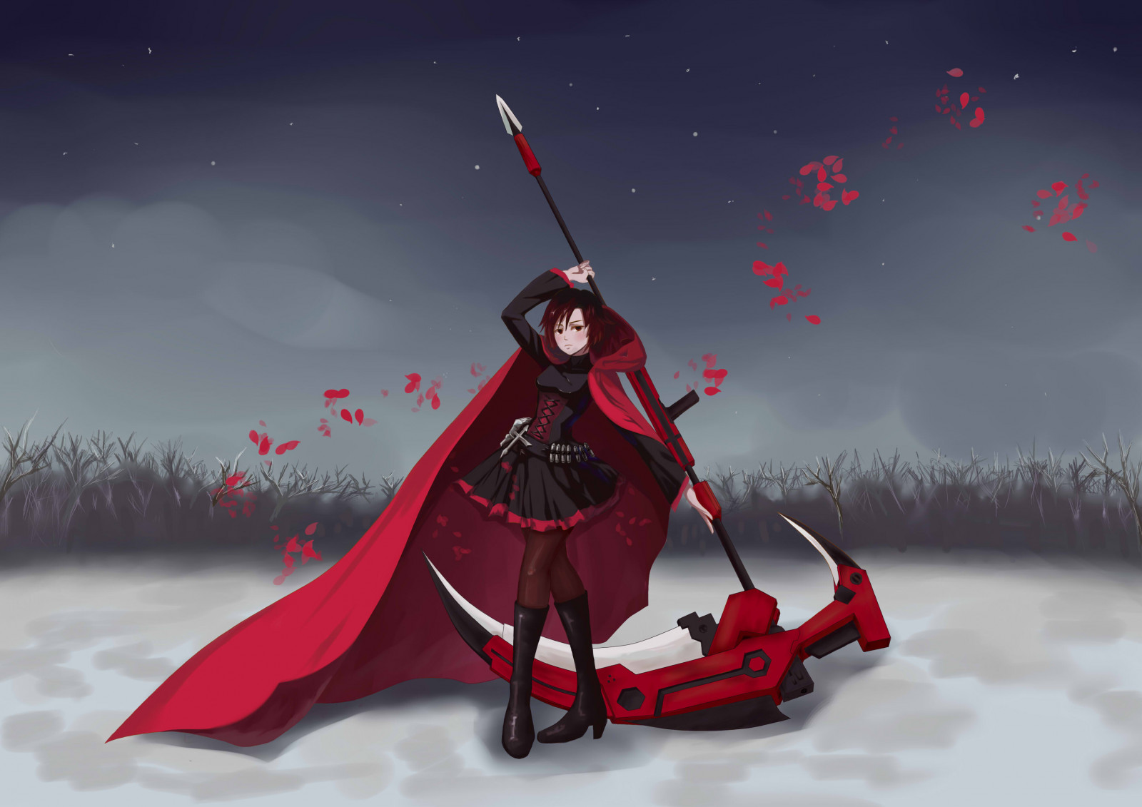 Wallpaper RWBY, digital art, anime girls, fan art, ruby rose