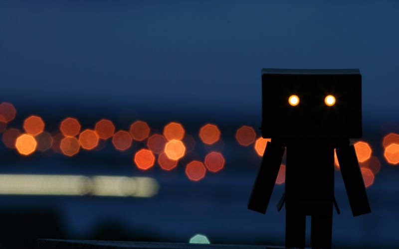 světla, makro, bokeh, Danbo, noc, modrý světla, makro, bokeh, Danbo, noc, modrý