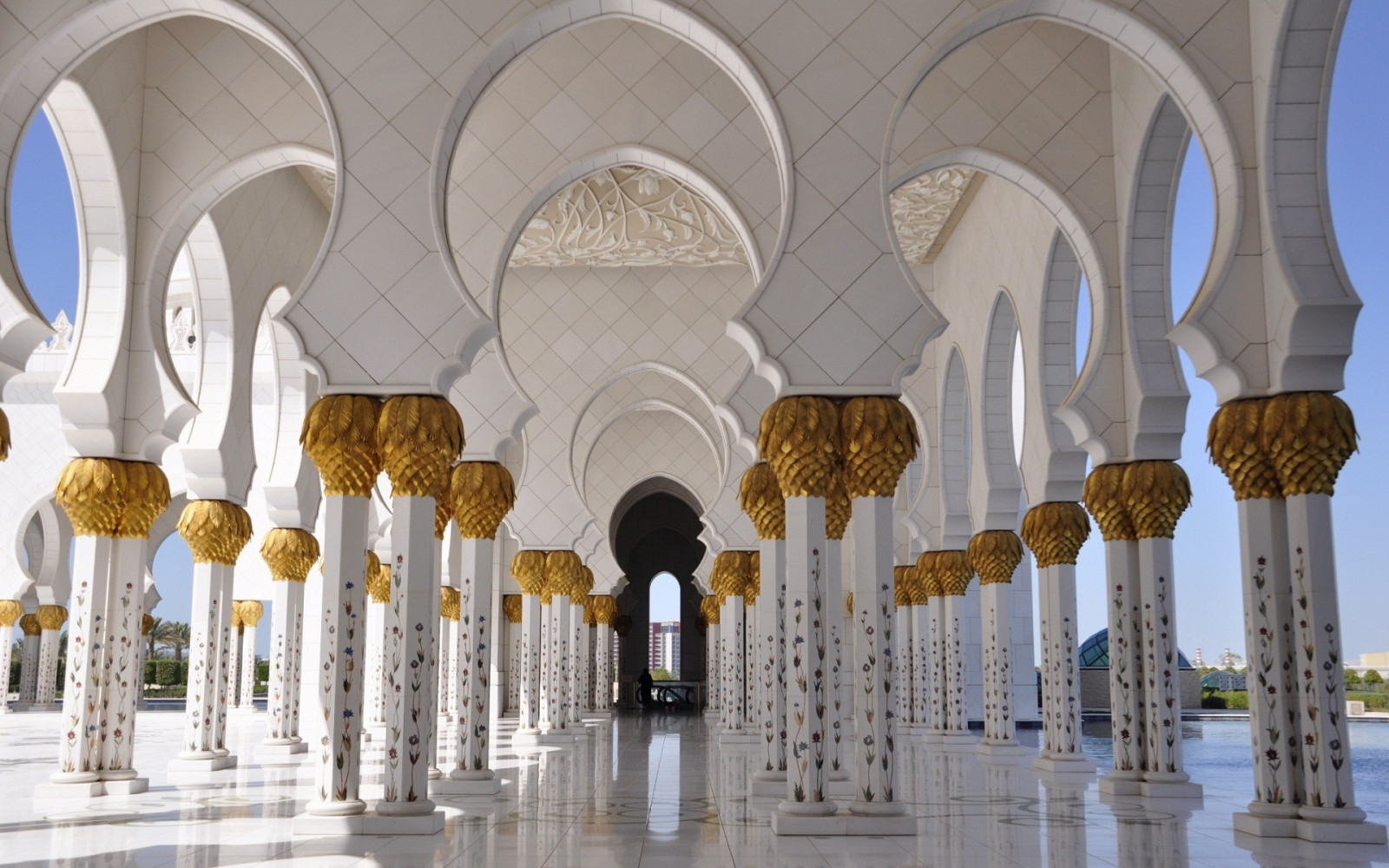 architettura, costruzione, moschea, colonna, Emirati Arabi Uniti, arco, Abu Dhabi, struttura, palazzo, punto di riferimento, luogo di culto, corridoio, Sheikh Zayed moschea