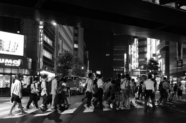 Japan,black,monochrome,city,street,people