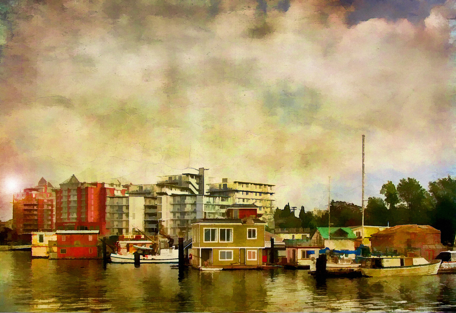 Photoshop, panoráma města, voda, odraz, vozidlo, večer, ráno, řeka, Kanada, kanál, Victoria, lodě, přístav, jackaloha2, photoshopcs5, magicunicornverybest, galleryoffantasticshots, creativephotocafe, vodní, byty, hausbóty, victoriaharbour, brisishcolumbia