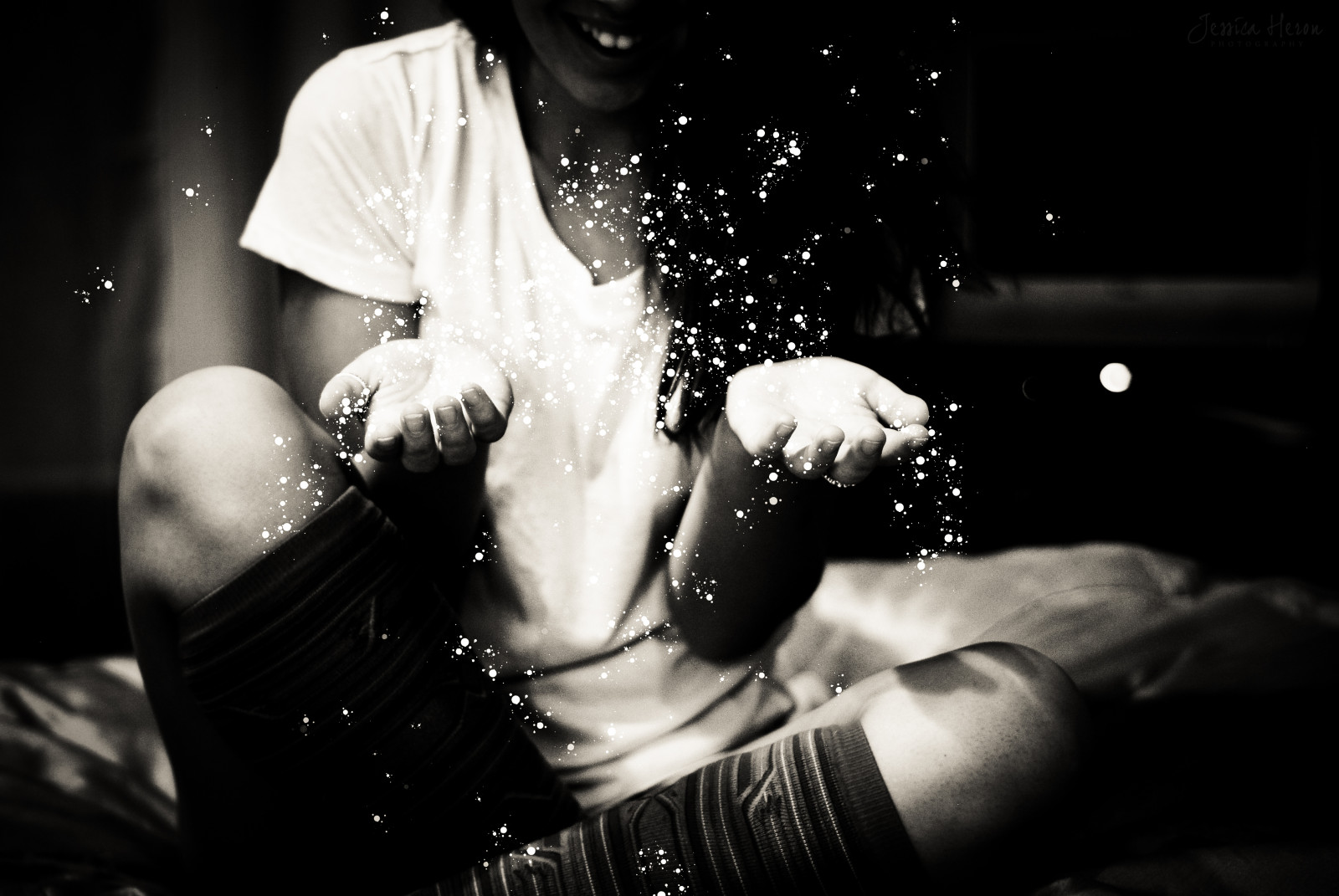 sort og hvid, bw, selvportræt, pige, sokker, stjerner, fantasi, 365, 365project