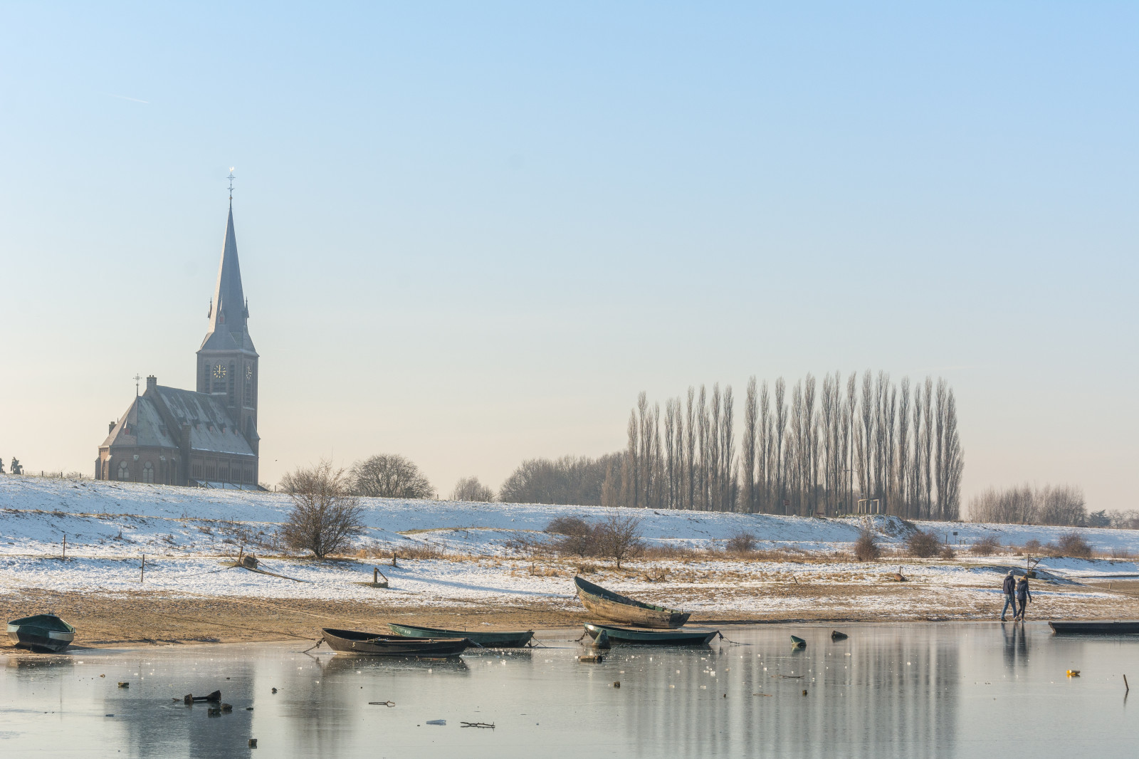 Beuningen, grindgat, krajina, Weurt, mráz, sníh, zima, Gelderland, lodě, stromy, Bomen, kostely, led, lidé, reflectyourworld, odrazy, nederland, Nizozemí, Příroda, nl, natuur, nederlandvandaag