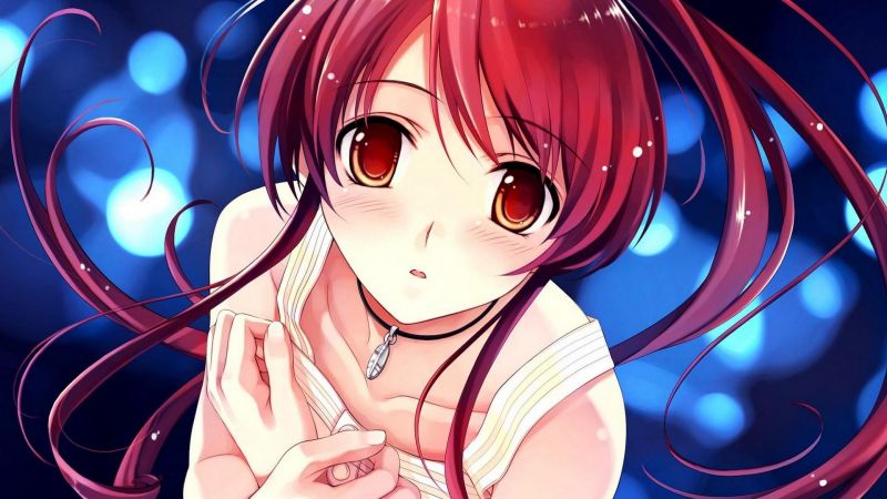 Râu đỏ, Anime, Anime cô gái, Tác phẩm nghệ thuật, tóc dài, chuỗi hạt Râu đỏ, Anime, Anime cô gái, Tác phẩm nghệ thuật, tóc dài, chuỗi hạt