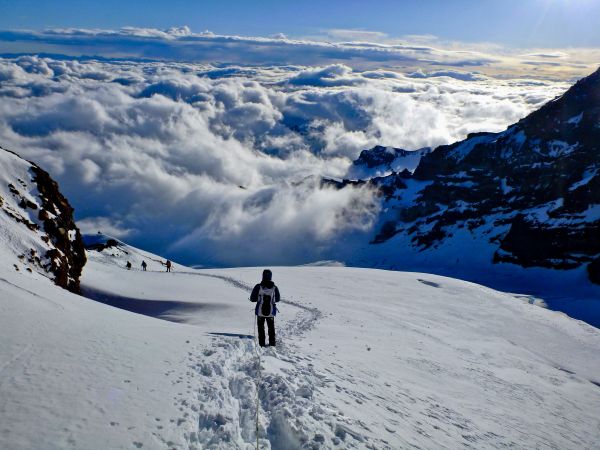 sports, snow, winter, clouds, Alps, summit