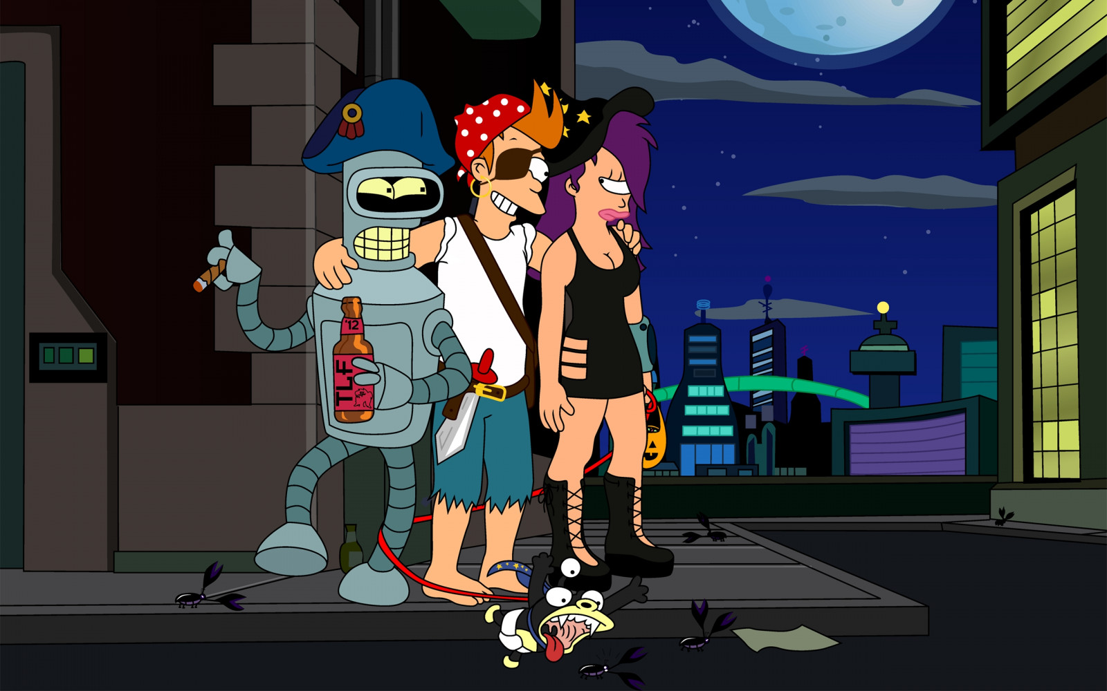 ilustrace, kreslená pohádka, Futurama, hry, Snímek obrazovky, postavy