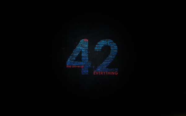42,universe,Douglas Adams,typography,word clouds,The Hitchhiker's Guide to the Galaxy